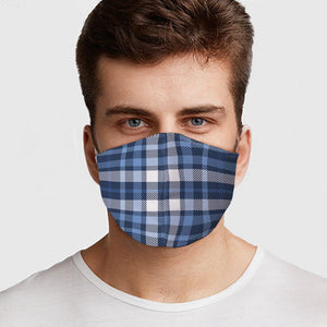 Blue White Plaid - Cloth Face Mask 1 pcs, 3 pcs, 6 pcs, 10 pcs