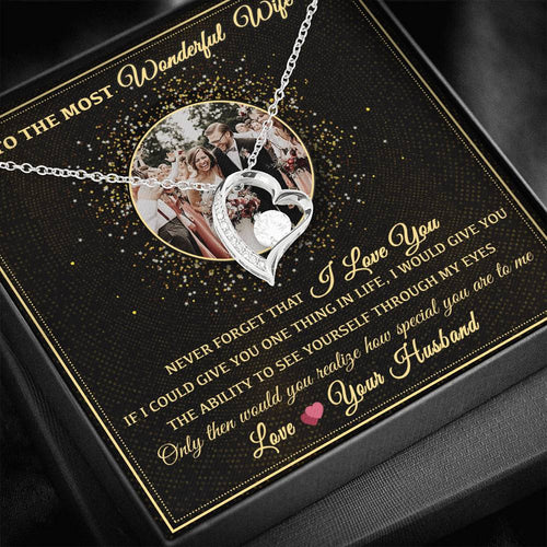 TO THE MOST WONDERFUL WIFE - PERSONALIZE NAME & PHOTO NECKLACE