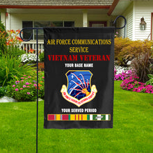Load image into Gallery viewer, AIR FORCE COMMUNICATIONS SERVICE DOUBLE-SIDED PRINTED 12&quot;x18&quot; GARDEN FLAG
