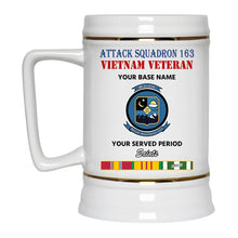 Load image into Gallery viewer, ATTACK SQUADRON 163 BEER STEIN 22oz GOLD TRIM BEER STEIN