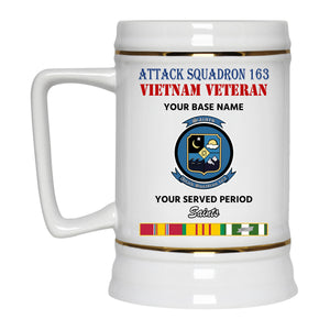 ATTACK SQUADRON 163 BEER STEIN 22oz GOLD TRIM BEER STEIN