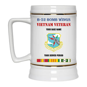 B52 BOMB WINGS BEER STEIN 22oz GOLD TRIM BEER STEIN