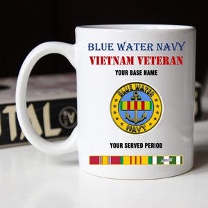 BLUE WATER NAVY BLACK WHITE 11oz 15oz COFFEE MUG