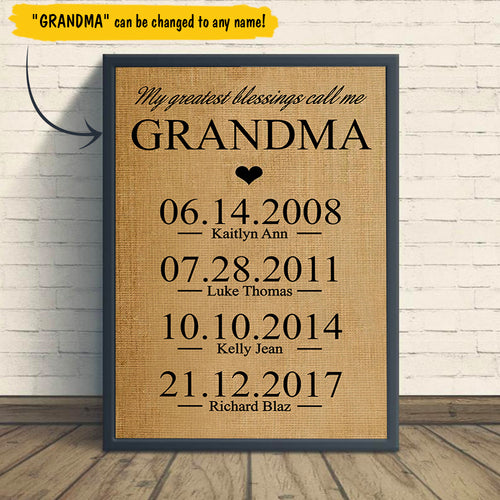 Personalized Gift for Grandma - Premium Canvas, Poster