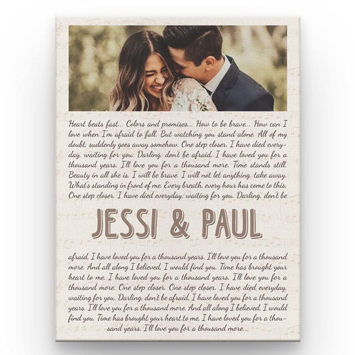 Personalize Wedding Song Lyrics, Photo, Names & Date - Premium Canvas, Poster