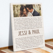 Load image into Gallery viewer, Personalize Wedding Song Lyrics, Photo, Names &amp; Date - Premium Canvas, Poster
