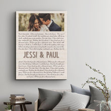 Load image into Gallery viewer, Personalize Wedding Song Lyrics, Photo, Names &amp; Date - Premium Canvas, Poster