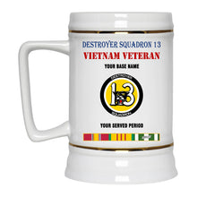 Load image into Gallery viewer, DESTROYER SQUADRON 13 BEER STEIN 22oz GOLD TRIM BEER STEIN