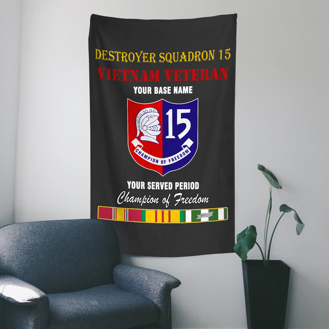 DESTROYER SQUADRON 15 WALL FLAG VERTICAL HORIZONTAL 36 x 60 INCHES WALL FLAG