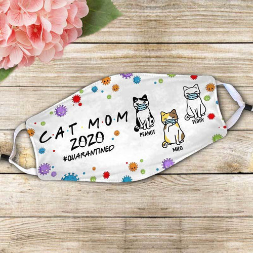 Cat Mom 2020 Quarantine With My Cats Personalized Cloth Face Mask