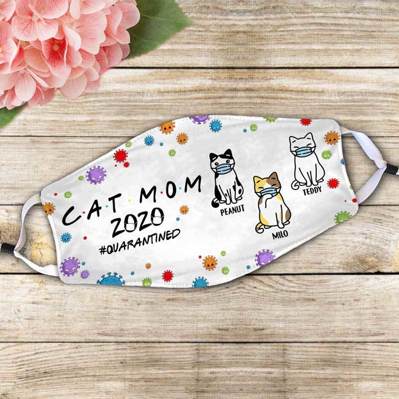 Cat Mom 2020 Quarantine With My Cats Personalized Cloth Face Mask