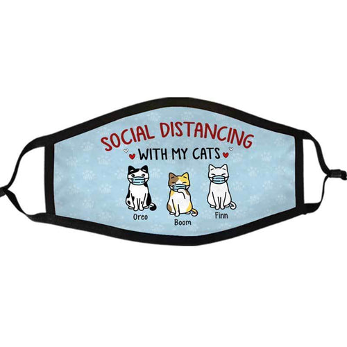 Social Distancing With Cats Personalized Cloth Face Mask