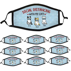 Social Distancing With Cats Personalized Cloth Face Mask