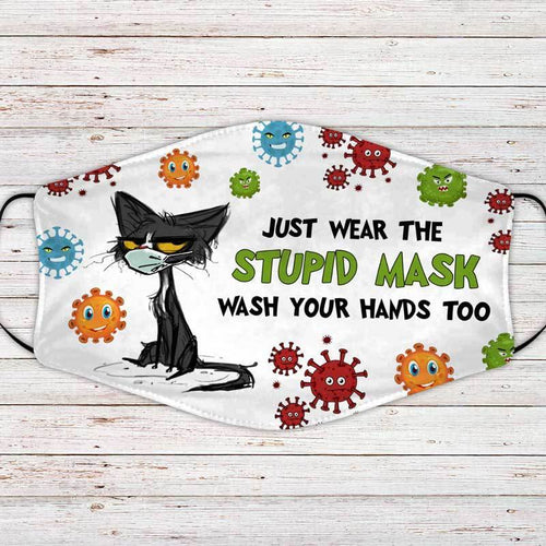 Wear Mask Wash Your Hands Cat Social Distancing Cloth Face Mask