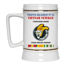 Load image into Gallery viewer, FIGHTER SQUADRON VF 33 BEER STEIN 22oz GOLD TRIM BEER STEIN