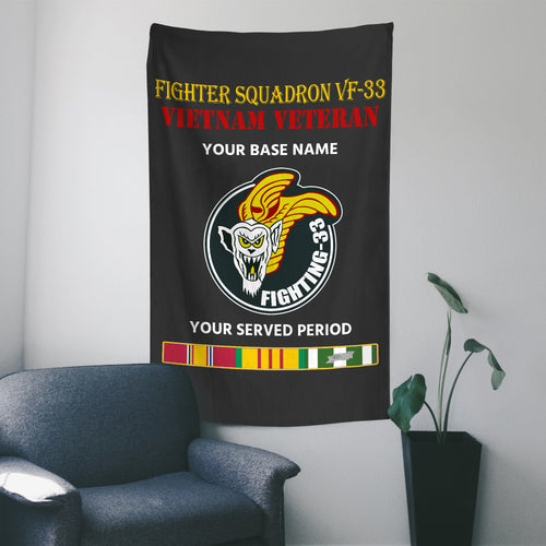 FIGHTER SQUADRON VF 33 WALL FLAG VERTICAL HORIZONTAL 36 x 60 INCHES WALL FLAG