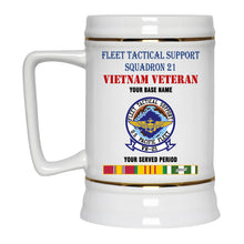 Load image into Gallery viewer, FLEET TACTICAL SUPPORT SQUADRON 21 BEER STEIN 22oz GOLD TRIM BEER STEIN