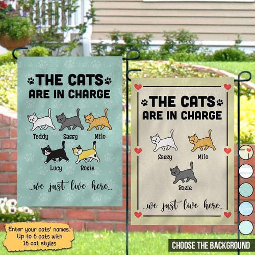 The Cat Is In Charge Personalized Garden Flag 12