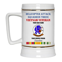 Load image into Gallery viewer, HELICOPTER ATTACK SQUADRON THREE BEER STEIN 22oz GOLD TRIM BEER STEIN