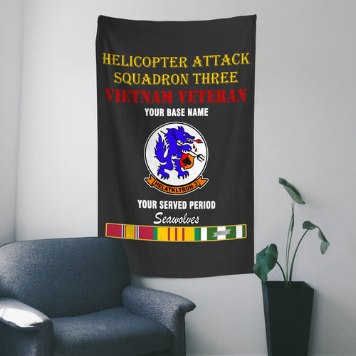 HELICOPTER ATTACK SQUADRON THREE WALL FLAG VERTICAL HORIZONTAL 36 x 60 INCHES WALL FLAG