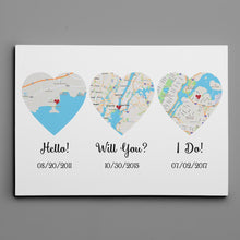 Load image into Gallery viewer, Hello – Will You – I Do – Standard Style – Premium Map Canvas, Poster