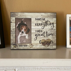 THANKS FOR EVERYTHING - Personalized Pet Memorial - Premium Plaque, Canvas