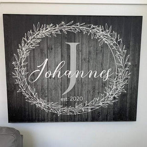 Family Monogram • Last Name Sign • Personalized Year Established Sign • Premium Canvas, Poster