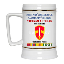 Load image into Gallery viewer, MILITARY ASSISTANCE COMMAND VIETNAM BEER STEIN 22oz GOLD TRIM BEER STEIN