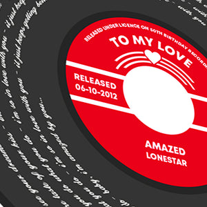 Any Song Lyrics Personalized Print - Custom Vinyl Record Label Wedding - First Dance Anniversary Gift