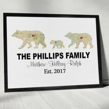 Load image into Gallery viewer, Bear Family Retro Map - Premium Canvas, Poster