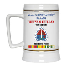 Load image into Gallery viewer, NAVAL SUPPORT ACTIVITY DANANG BEER STEIN 22oz GOLD TRIM BEER STEIN