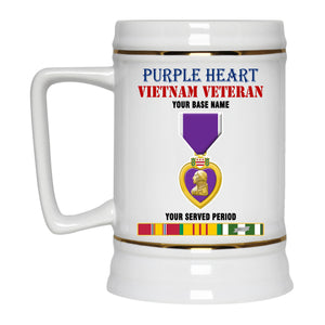 PURPLE HEART BEER STEIN 22oz GOLD TRIM BEER STEIN