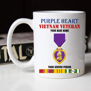 PURPLE HEART BLACK WHITE 11oz 15oz COFFEE MUG