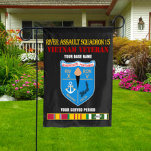 Load image into Gallery viewer, RIVER ASSAULT SQUADRON 15 DOUBLE-SIDED PRINTED 12&quot;x18&quot; GARDEN FLAG