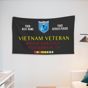 RIVER ASSAULT SQUADRON 15 WALL FLAG VERTICAL HORIZONTAL 36 x 60 INCHES WALL FLAG