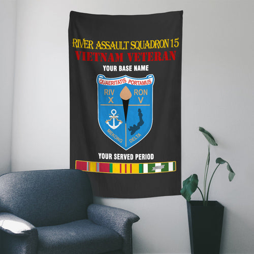 RIVER ASSAULT SQUADRON 15 WALL FLAG VERTICAL HORIZONTAL 36 x 60 INCHES WALL FLAG