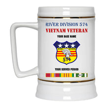 Load image into Gallery viewer, RIVER DIVISION 574 BEER STEIN 22oz GOLD TRIM BEER STEIN