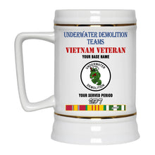 Load image into Gallery viewer, UNDERWATER DEMOLITION TEAMS BEER STEIN 22oz GOLD TRIM BEER STEIN