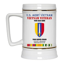 Load image into Gallery viewer, UNITED STATES ARMY VIETNAM BEER STEIN 22oz GOLD TRIM BEER STEIN