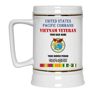 UNITED STATES PACIFIC COMMAND BEER STEIN 22oz GOLD TRIM BEER STEIN