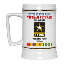 Load image into Gallery viewer, US ARMY RETIRED BEER STEIN 22oz GOLD TRIM BEER STEIN