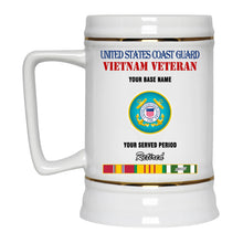 Load image into Gallery viewer, US COAST GUARD RETIRED BEER STEIN 22oz GOLD TRIM BEER STEIN
