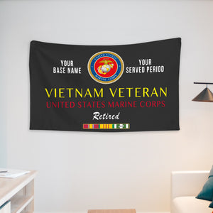 US MARINE CORPS RETIRED WALL FLAG VERTICAL HORIZONTAL 36 x 60 INCHES WALL FLAG