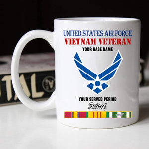 USAF RETIRED BLACK WHITE 11oz 15oz COFFEE MUG