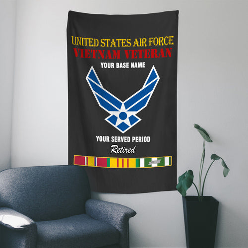 USAF RETIRED WALL FLAG VERTICAL HORIZONTAL 36 x 60 INCHES WALL FLAG