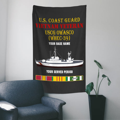 USCG OWASCO WHEC 39 WALL FLAG VERTICAL HORIZONTAL 36 x 60 INCHES WALL FLAG