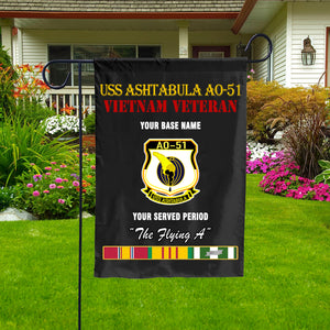 USS ASHTABULA A0 51 DOUBLE-SIDED PRINTED 12"x18" GARDEN FLAG