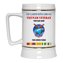 Load image into Gallery viewer, USS CLARION RIVER LSMR 409 BEER STEIN 22oz GOLD TRIM BEER STEIN