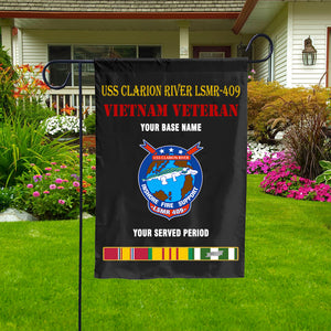 USS CLARION RIVER LSMR 409 DOUBLE-SIDED PRINTED 12"x18" GARDEN FLAG