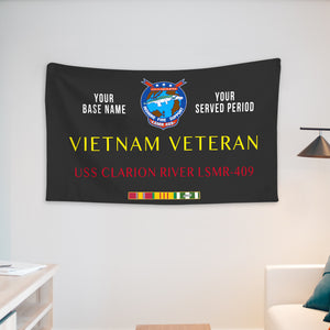 USS CLARION RIVER LSMR 409 WALL FLAG VERTICAL HORIZONTAL 36 x 60 INCHES WALL FLAG